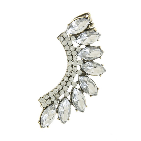 Crystal Wing Antique Gold Ear Cuff
